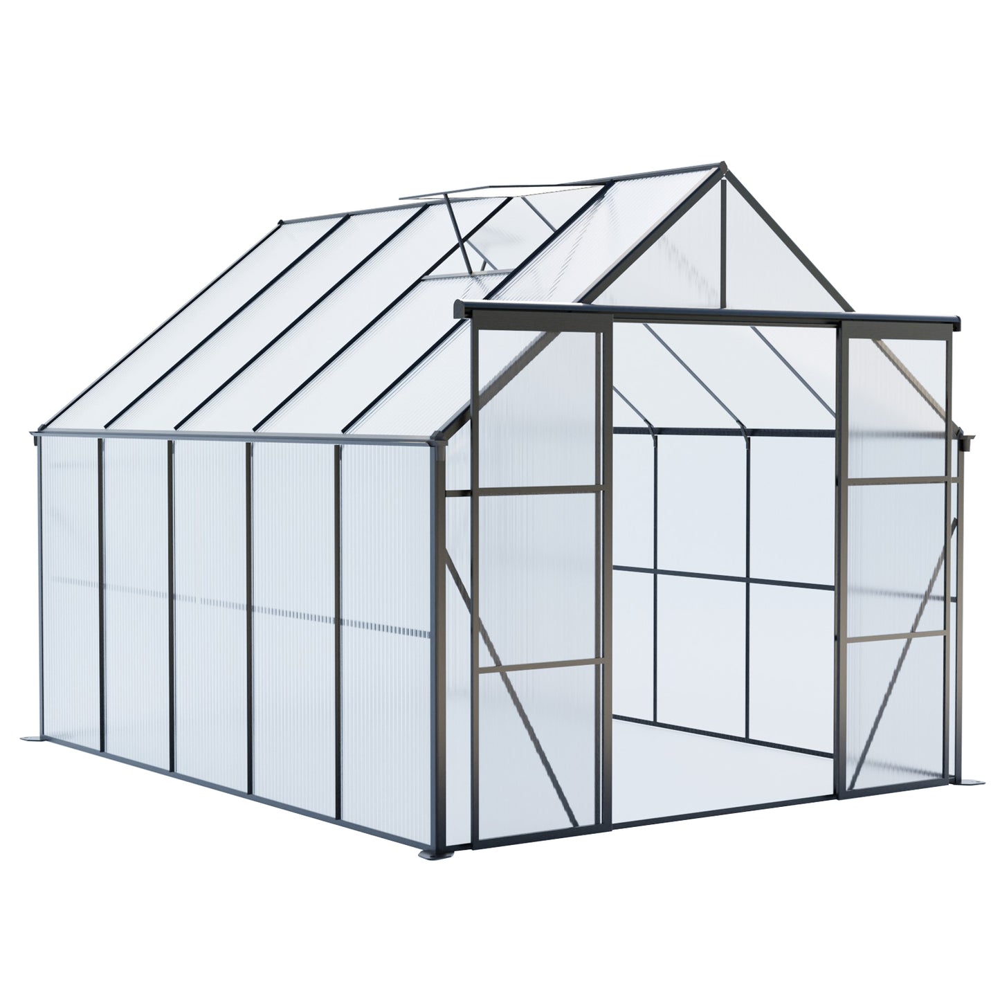 8x10 FT Modern Black Polycarbonate Greenhouse – Heavy Duty Double Door Walk-In