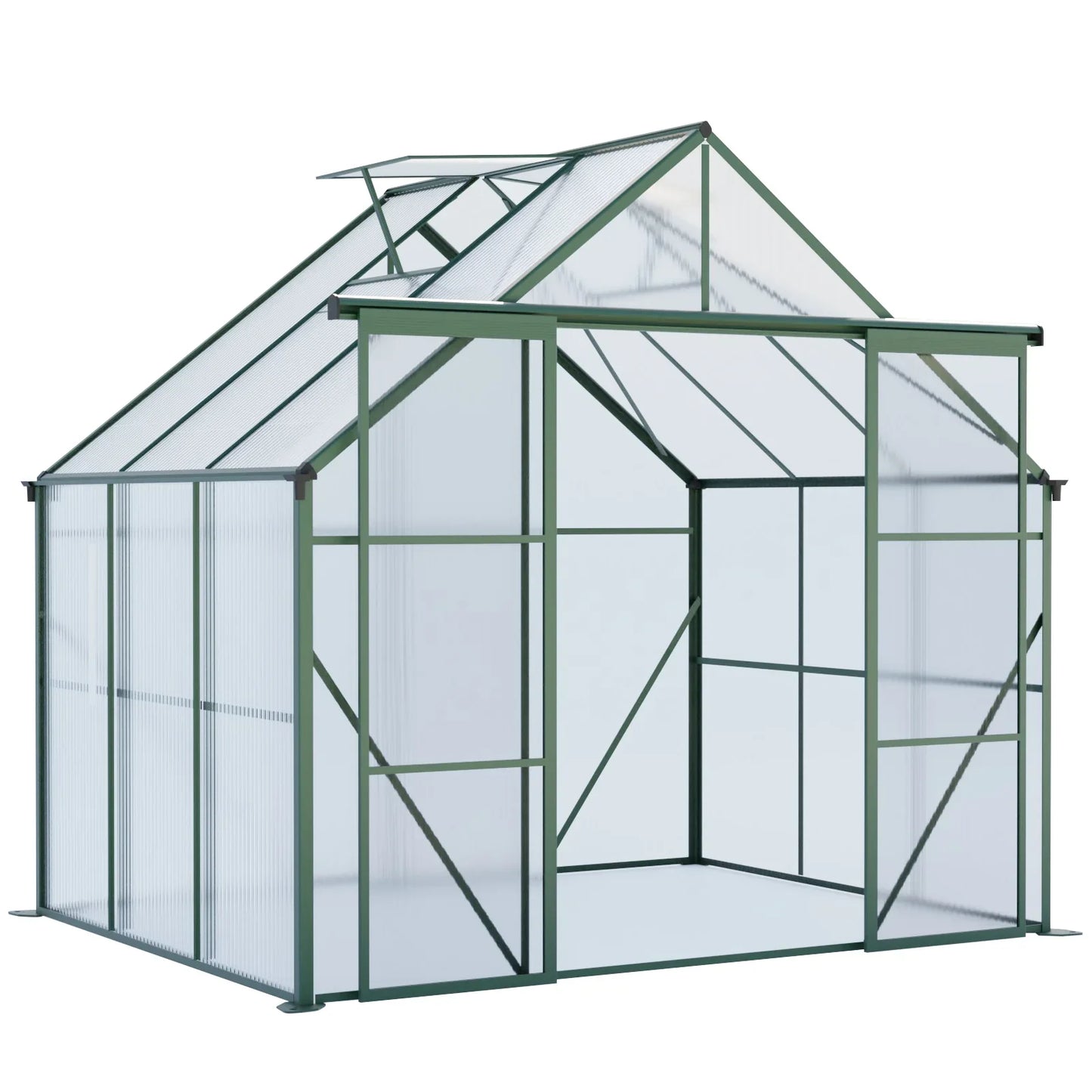 8x6 FT Green Polycarbonate Greenhouse – Heavy Duty Double Door Walk-In Garden Kit