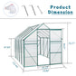 6x10 FT Green Heavy-Duty Aluminum Polycarbonate Greenhouse with Base