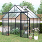 8x6 FT Modern Black Polycarbonate Greenhouse – Heavy Duty Double Door Walk-In