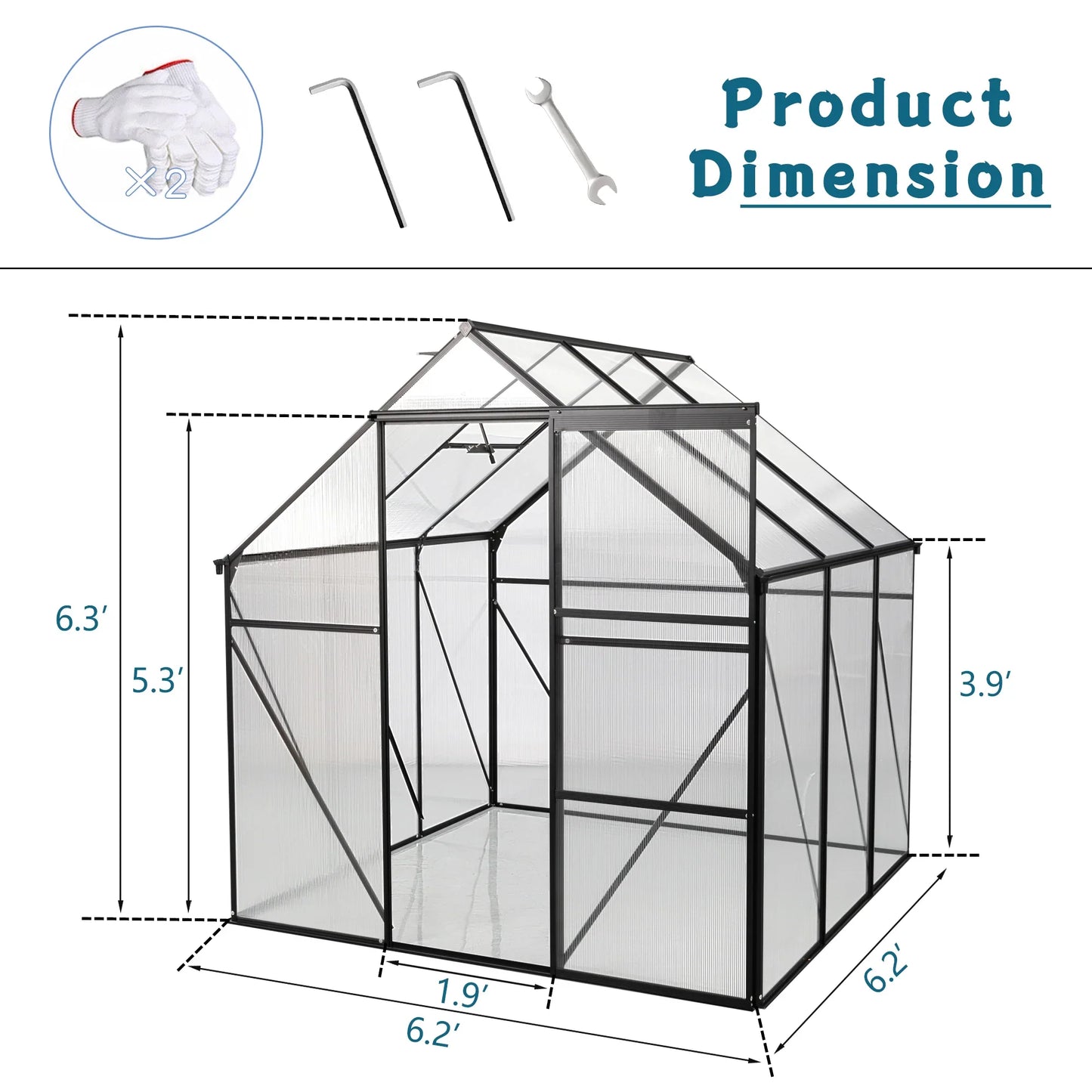 Heavy-Duty 6x6 FT Black Greenhouse | All-Season Walk-In Garden Kit