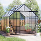 8x8 FT Modern Black Polycarbonate Greenhouse – Heavy Duty Double Door Walk-In