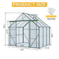 8x6 FT Green Polycarbonate Greenhouse – Heavy Duty Double Door Walk-In Garden Kit