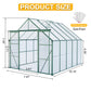8x10 FT Premium Green Polycarbonate Greenhouse – Heavy Duty Double Door Walk-In