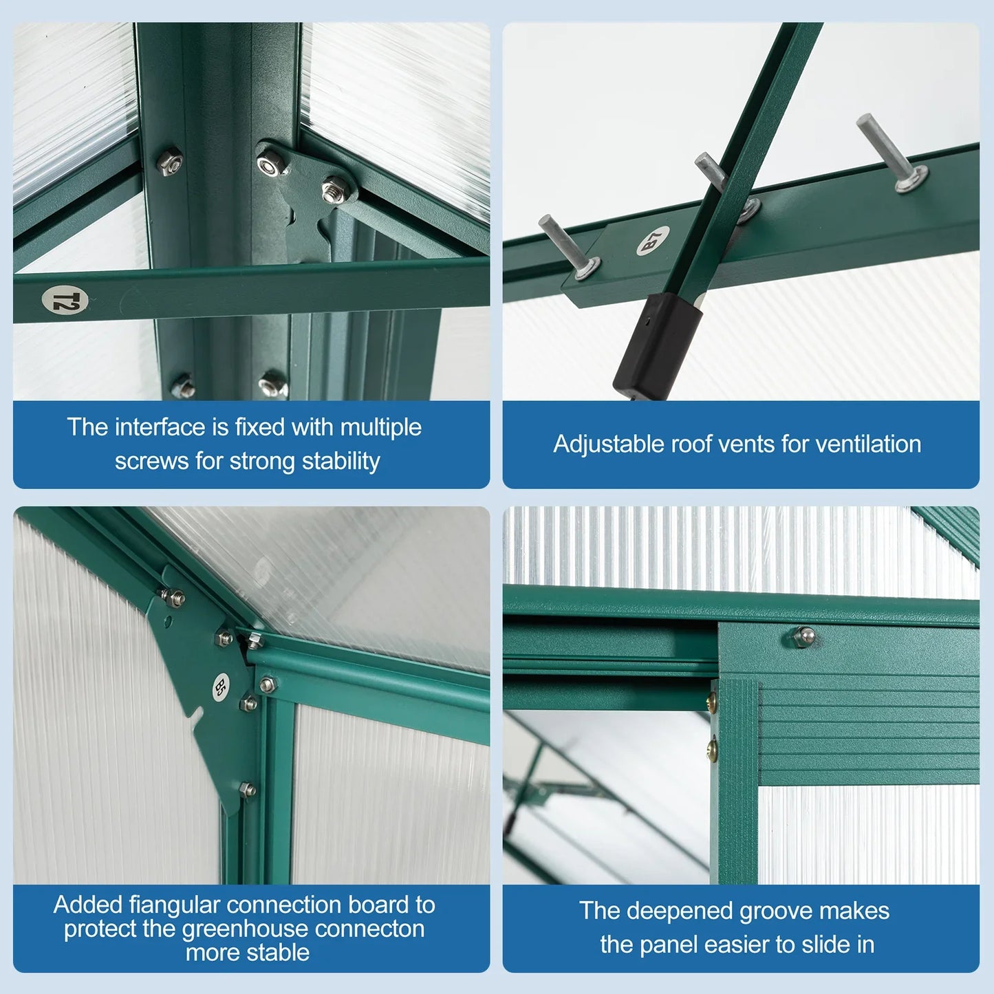 6x12 FT Green Heavy-Duty Polycarbonate Greenhouse – Extra-Long All-Season Walk-In