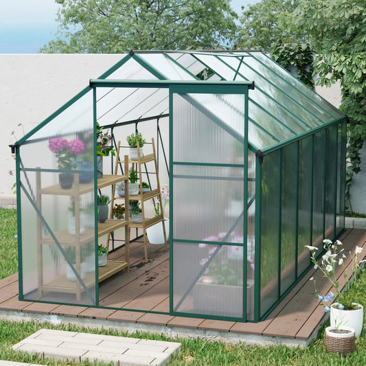 6x12 FT Green Heavy-Duty Polycarbonate Greenhouse – Extra-Long All-Season Walk-In