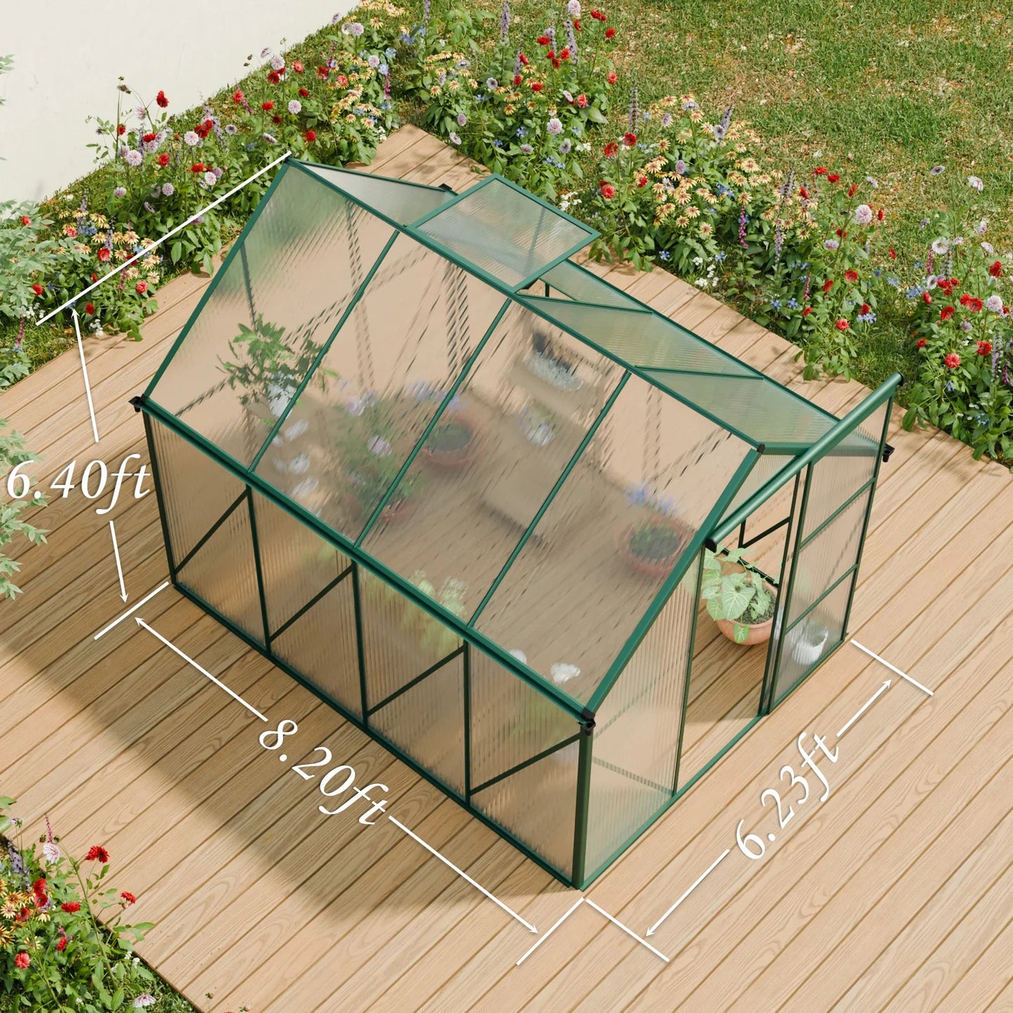 6 x 8 FT Green Outdoor Walk-in Greenhouse – Heavy Duty Garden Plant Hous