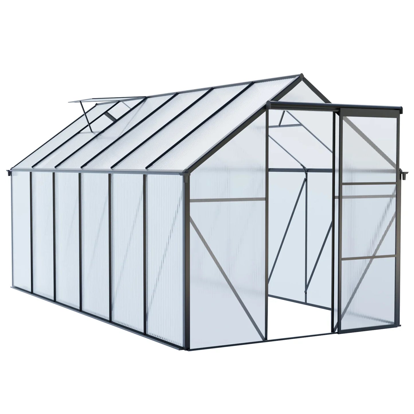 6x12 FT Modern Black Polycarbonate Greenhouse – Extra-Long Heavy Duty Walk-In