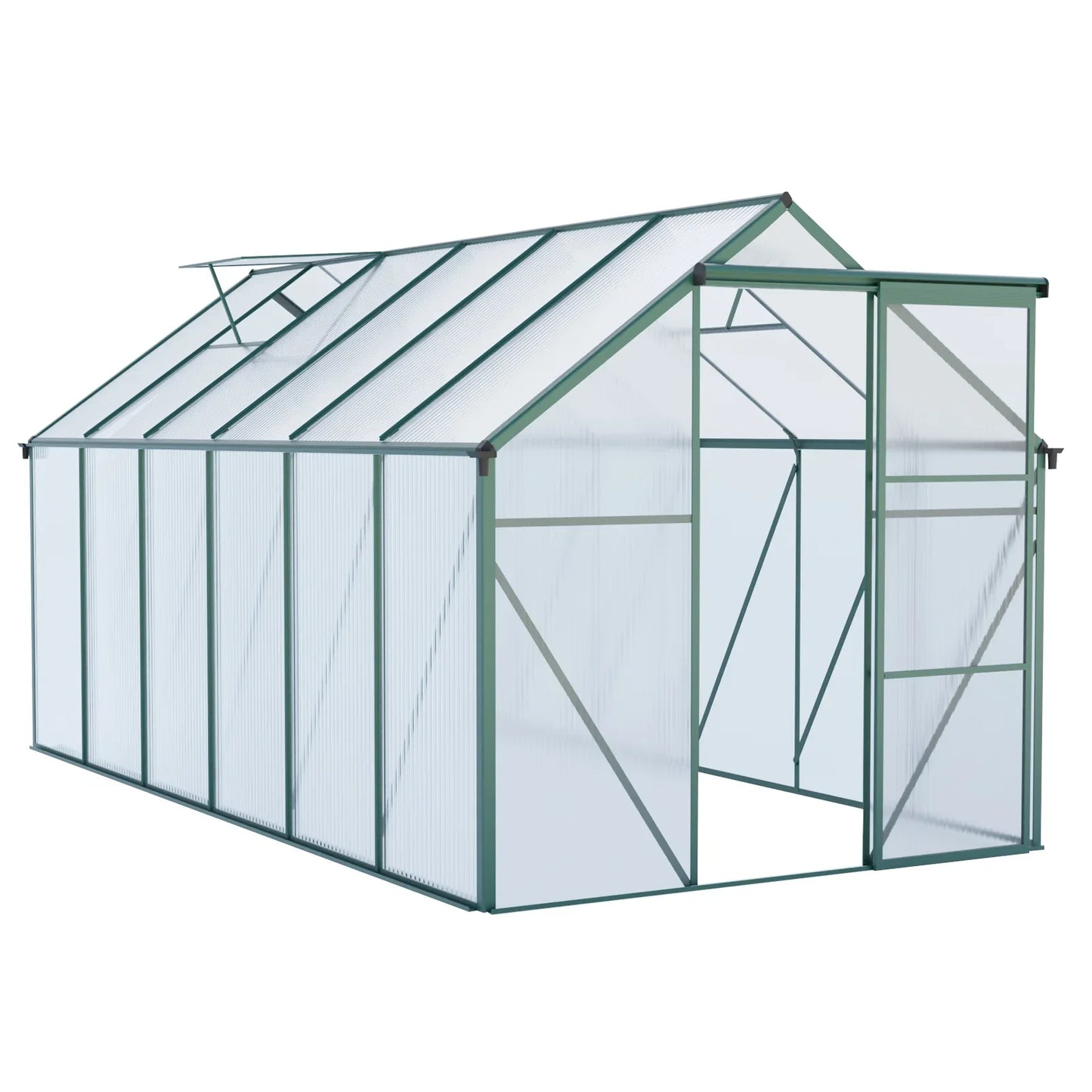 6x12 FT Green Heavy-Duty Polycarbonate Greenhouse – Extra-Long All-Season Walk-In